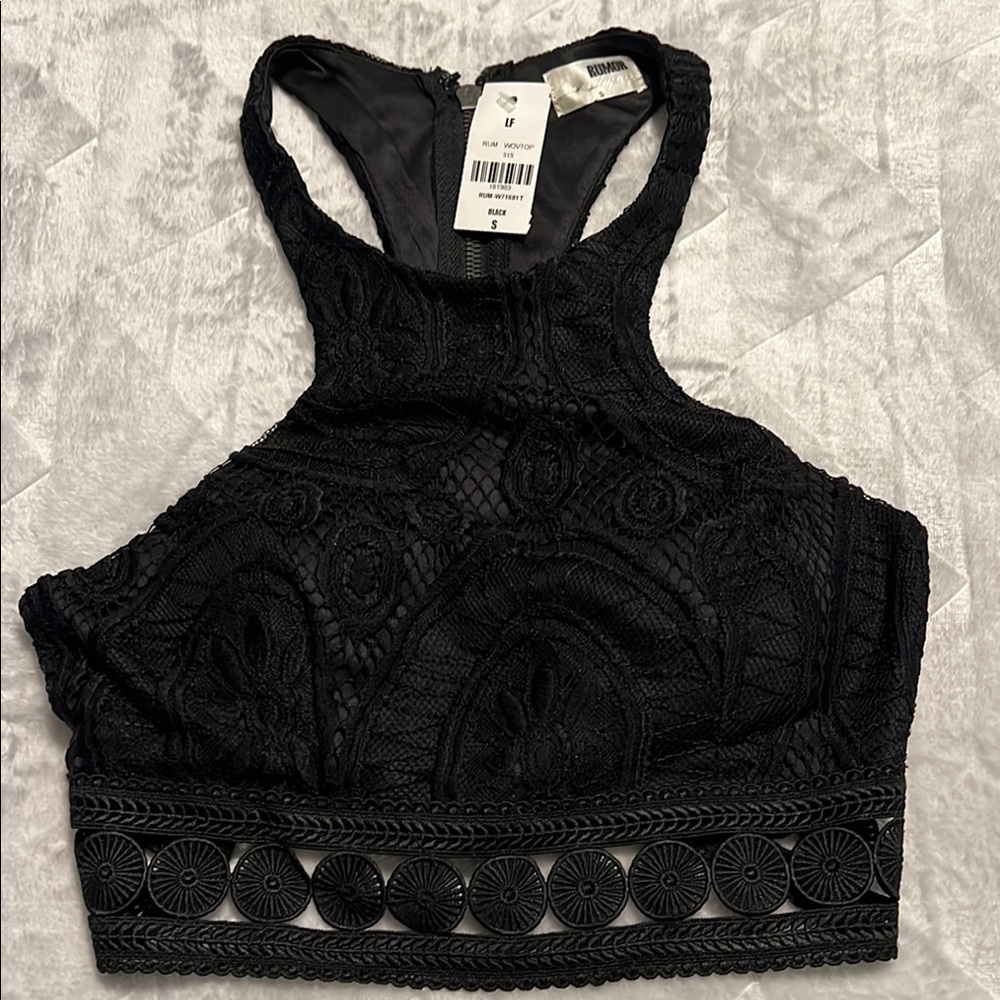 LF Black Lace Crop Top